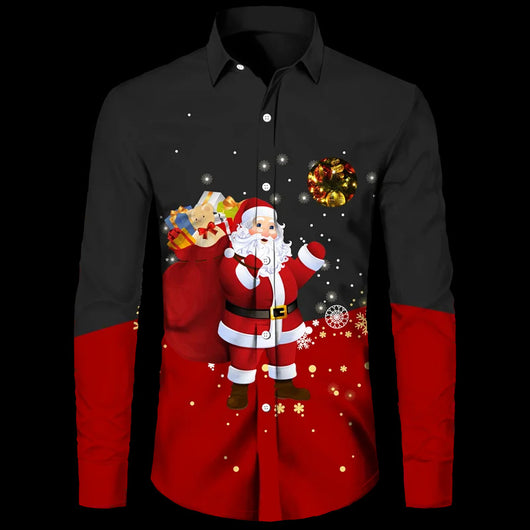 Camisa Hawaiana Navideña 3D Digital Hombre Talla Grande Casual Retro - Image 3