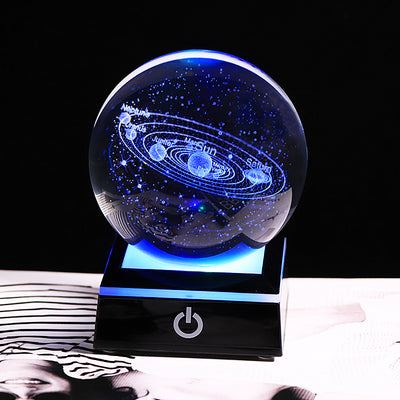 Lámpara Esfera Cristal LED con Música - Galaxia 3D con Energía Solar - Image 6