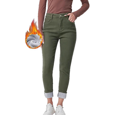 Pantalón Skinny Denim Tiro Alto Lavado Verde Oscuro - Image 4