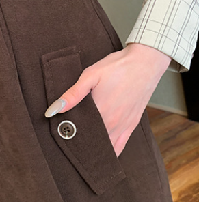 Conjunto de Dos Piezas: Vestido Camisero Cuadriculado Manga Larga Ajustado - Image 7