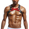 Men's Patent Leather Chest Strap Armband Style C Black And Red
