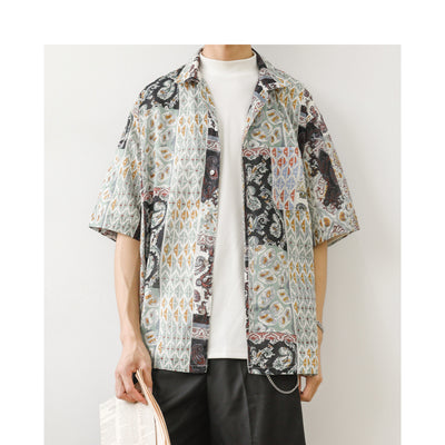 Camisa Retro Flores Manga Corta para Hombre - Image 8