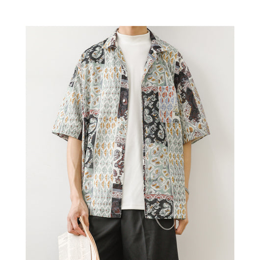 Camisa Retro Flores Manga Corta para Hombre - Image 8