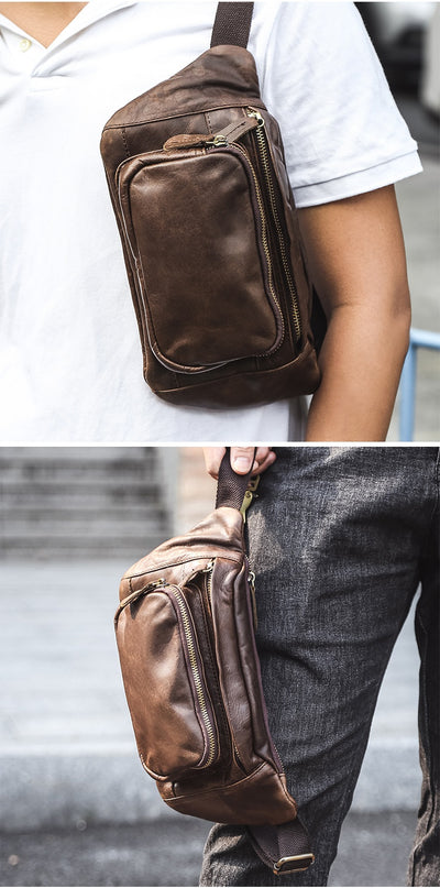 Bolsa Pecho Cuero Genuino Estilo Retro para Hombre - Image 20
