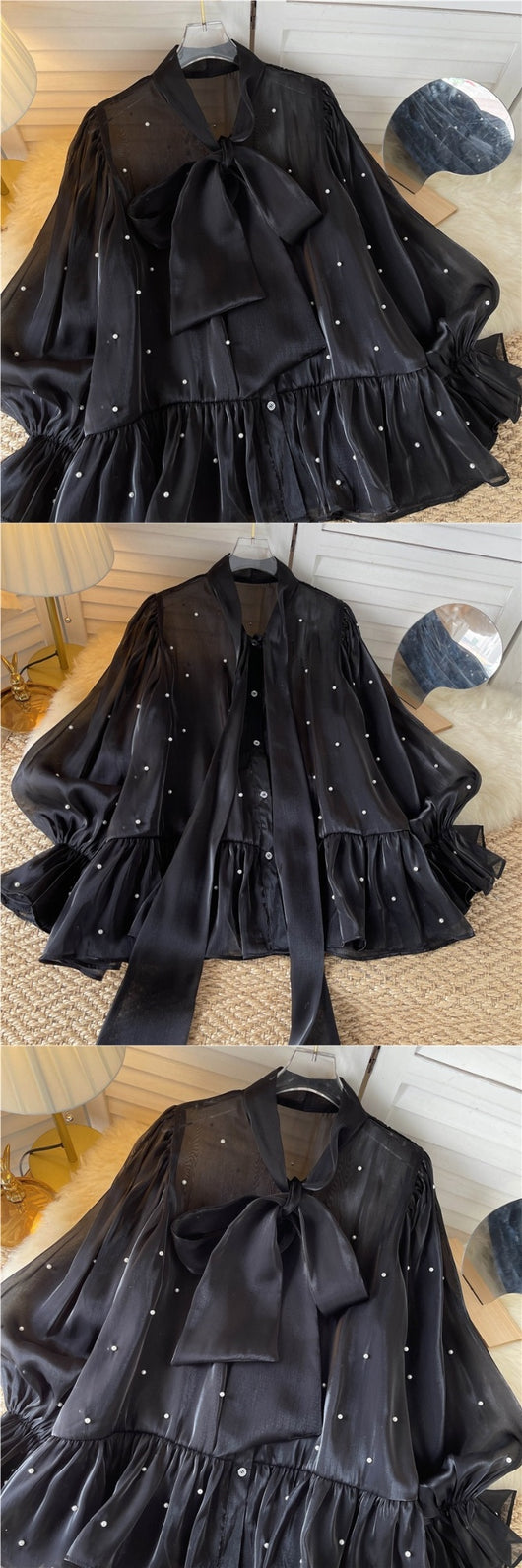 Blusa Elegante con Mangas Acampanadas y Detalle de Moño en Perlas - Image 12