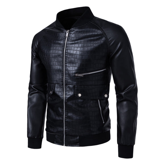 Chaqueta Casual Slim-Fit con Cuello de Pie y Bloques de Color para Hombre