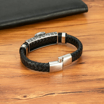Pulsera Magnética de Cuero Genuino para Hombre - Acero Inoxidable Resistente - Image 3