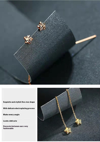 Aretes Línea Estrella en Oro 18K Au750 Chapados - Image 9