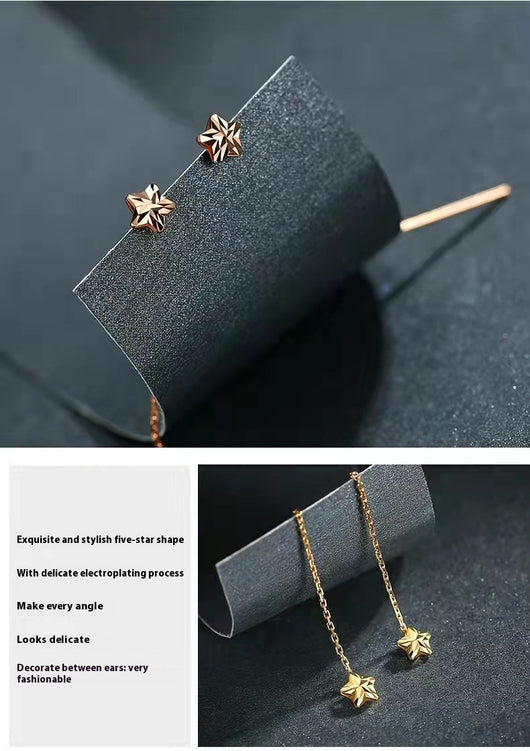 Aretes Línea Estrella en Oro 18K Au750 Chapados - Image 9