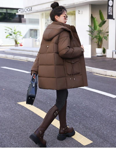Abrigo de Invierno Coreano para Mujer - Algodón Grueso Largo - Image 11
