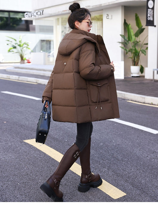 Abrigo de Invierno Coreano para Mujer - Algodón Grueso Largo - Image 11
