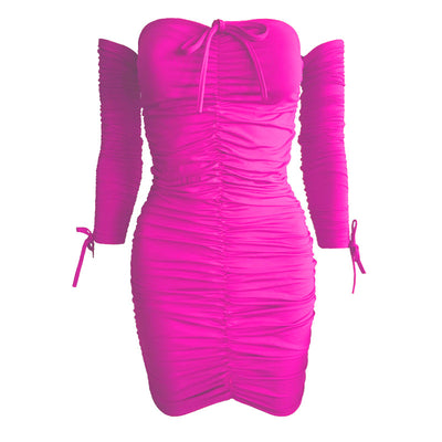 Vestido Tubo Elegante de Un Hombro con Manga Larga - Image 5