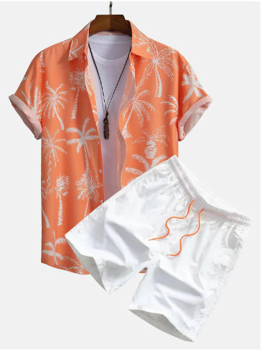 Camisa Cardigan Estampada Manga Corta para Playa Hombre - Image 4