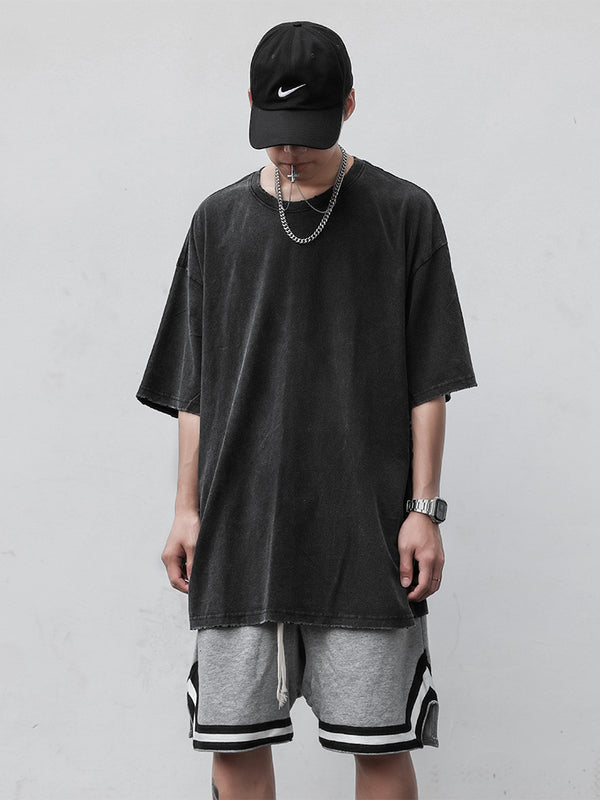 Camiseta Oversize Negra Básica para Hombre Manga Corta
