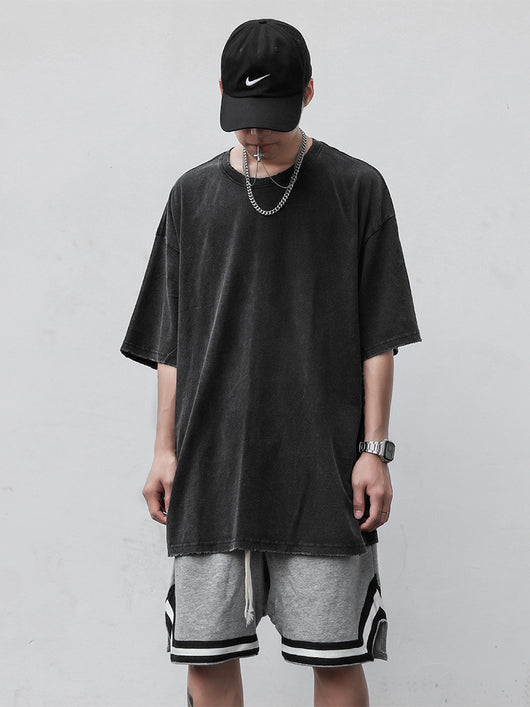 Camiseta Oversize Negra Básica para Hombre Manga Corta - Image 2