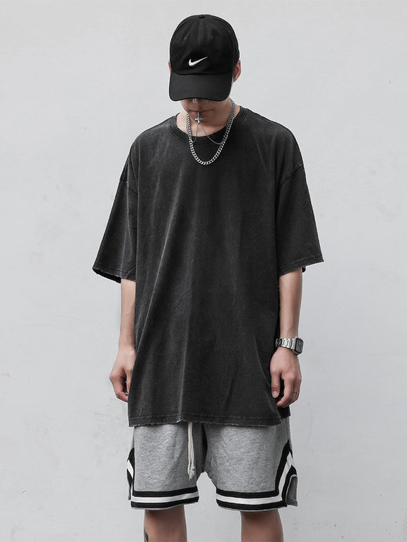 Camiseta Oversize Negra Básica para Hombre Manga Corta