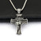 Christian Crown Of Thorns Vintage Cross Necklace Pendant Vintage tin Thick chain