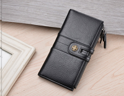 Cartera Larga para Hombre en Cuero PU Retro con Bolsa para Teléfono