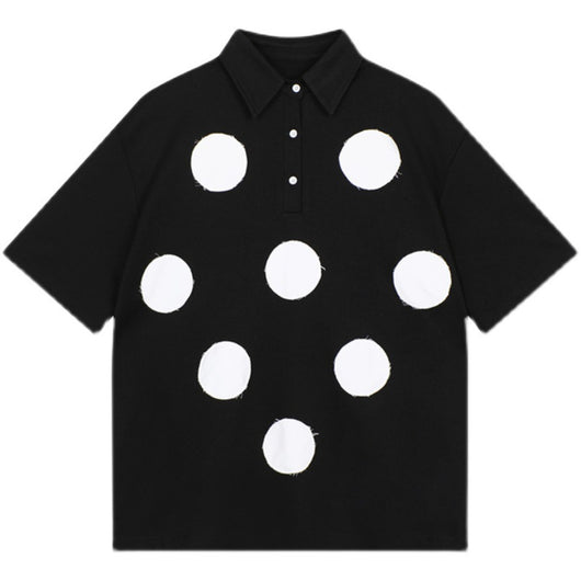 Playera Tipo Polo con Parches de Orilla Deshilachada y Costuras de Contraste - Image 7