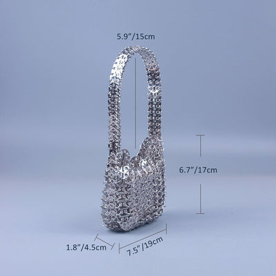Bolso Portátil de Lentejuelas Plateadas Hecho a Mano con Textura Premium - Image 11