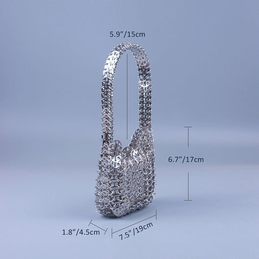 Bolso Portátil de Lentejuelas Plateadas Hecho a Mano con Textura Premium - Image 11