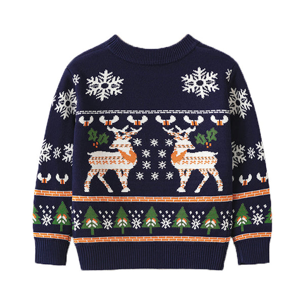 Suéter Navideño Infantil con Diseño de Reno - Pullover Acogedor para Niños y Niñas
