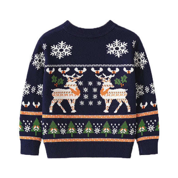 Suéter Navideño Infantil con Diseño de Reno - Pullover Acogedor para Niños y Niñas