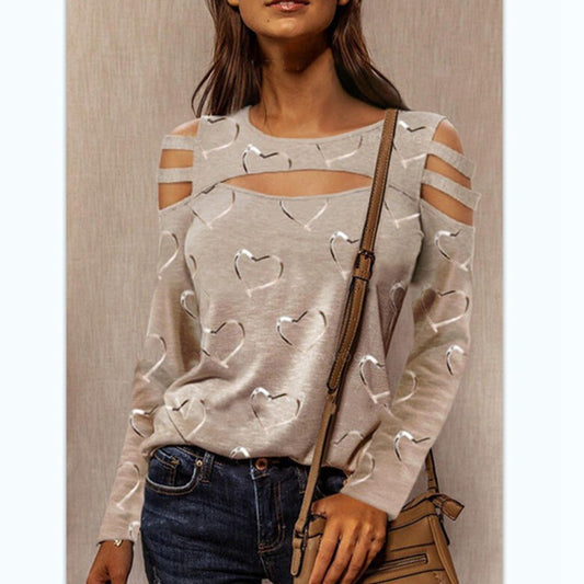 Blusa Casual de Manga Larga con Estampado de Amor Estilo Europeo - Image 2