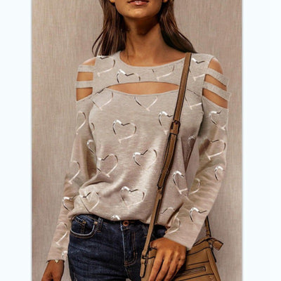 Blusa Casual de Manga Larga con Estampado de Amor Estilo Europeo - Image 2