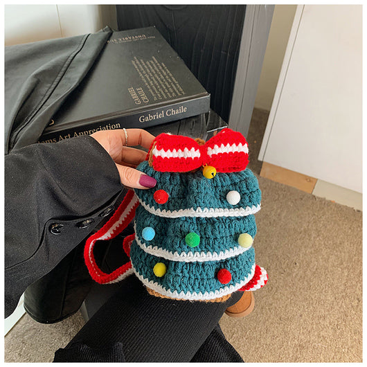 Bolso Cuadrado Navideño de Punto con Árbol de Navidad y Bloques de Color - Image 29