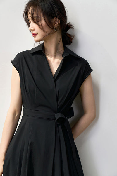 Vestido Camisero Ajustado de Algodón con Pliegues Simétricos y Corte Vertical - Image 24