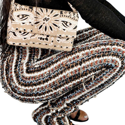 Pantalones Casuales de Tejido Grueso con Contraste para Mujer - Image 10
