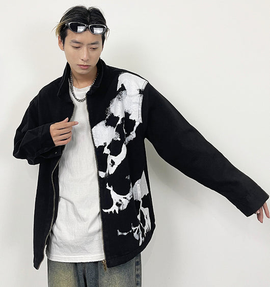Chaqueta Denim Negra con Estampado de Calavera Bordada - Image 10
