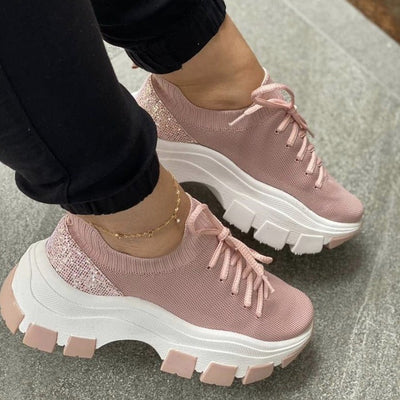 Zapatillas Deportivas Plataforma Mujer con Tejido Volador y Cordones - Image 11