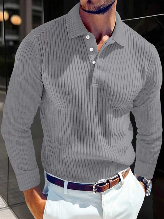 Polo Manga Larga con Cuello Solapa y Botones para Hombre - Image 8