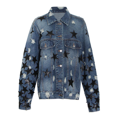 Chaqueta Denim Desgarrada con Solapa Estrella para Mujer - Image 6