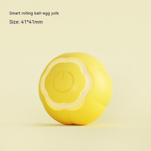 Pink smart rolling ball cat toy with a power button, measuring 41x41mm, designed to be bite-resistant. - Image 8