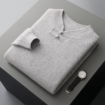 Suéter de Lana Pura con Cuello Alto Vintage para Hombre - Image 9