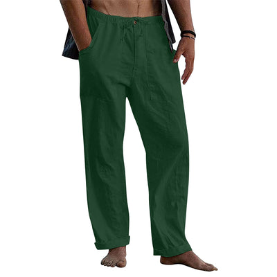 Pantalones de Lino Holgados con Cordón para Hombre - Image 13