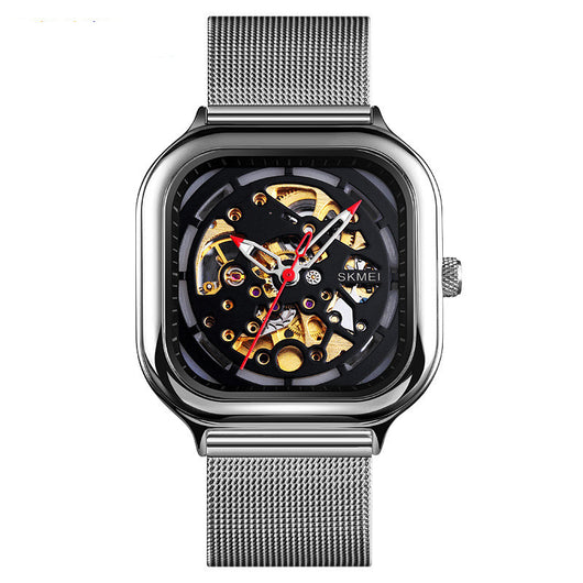 Reloj Mecánico Automático Resistente al Agua con Pulsera Malla y Diseño Hueco Cuadrado - Image 9