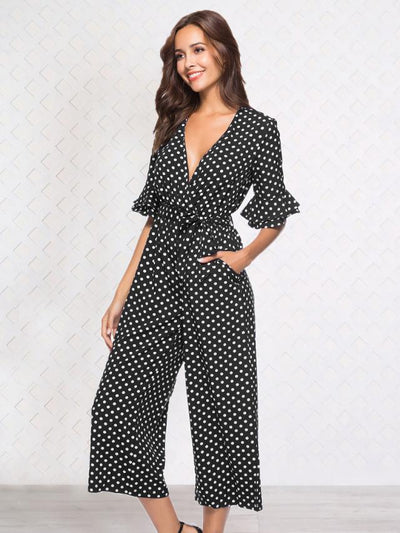 Jumpsuit Elegante con Estampado de Lunares y Manga 3/4 - Image 11
