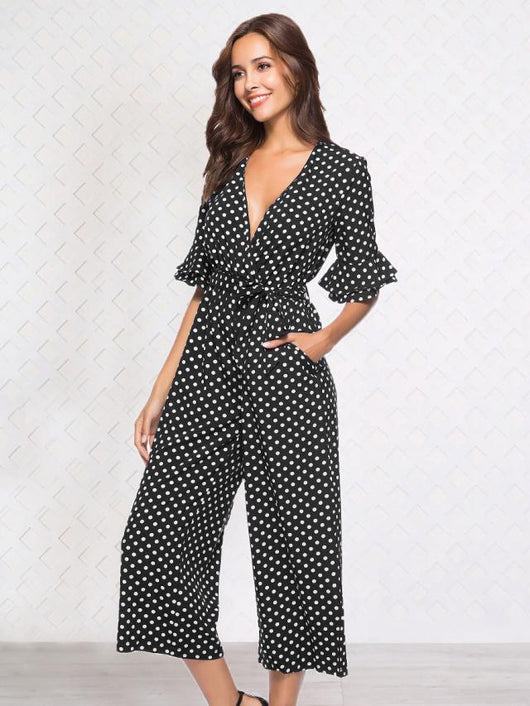 Jumpsuit Elegante con Estampado de Lunares y Manga 3/4 - Image 11