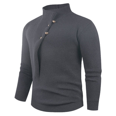 Suéter Casual para Hombre con Cuello Mao y Botones Sesgados - Image 38