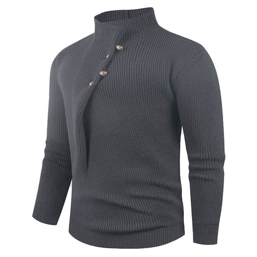 Suéter Casual para Hombre con Cuello Mao y Botones Sesgados - Image 38