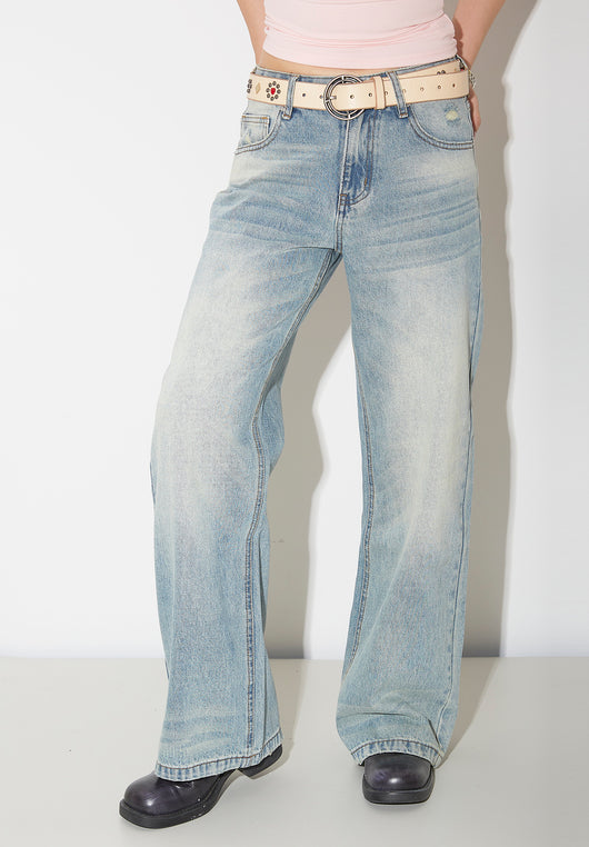 Pantalones Vaqueros de Pierna Ancha Cintura Alta para Mujer - Image 10