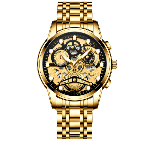 Reloj de Cuarzo Hueco para Hombre - Diseño Fashion Negro