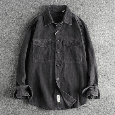 Camisa de Pana Retro de Algodón con Manga Larga para Hombre - Image 6