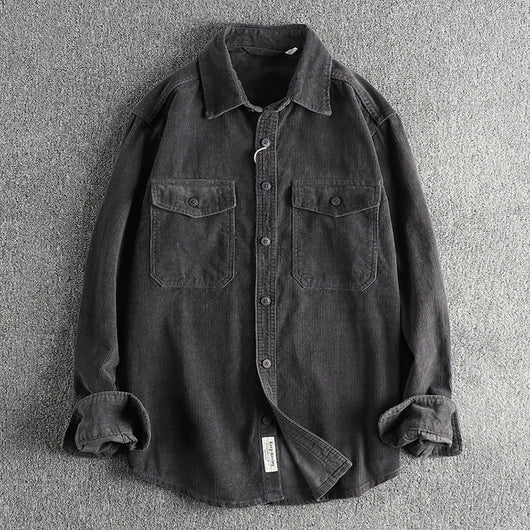 Camisa de Pana Retro de Algodón con Manga Larga para Hombre - Image 6