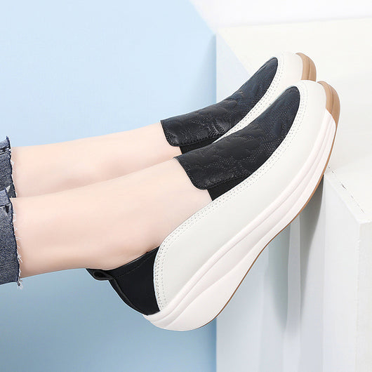 Tenis Blancos Mujer con Suela Gruesa y Cierre Slip-On - Image 3