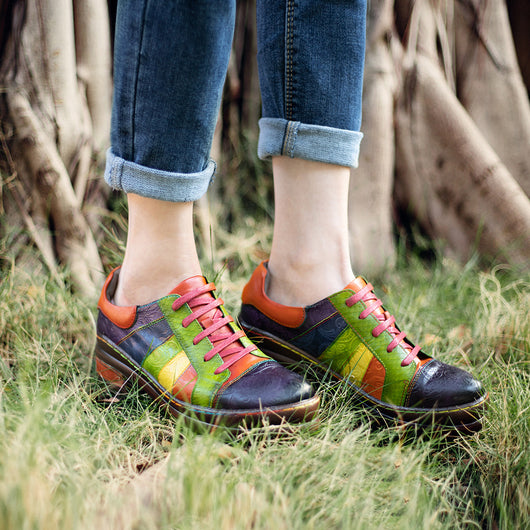 Zapatos de Cuero para Mujer con Costuras de Color y Diseño Primaveral - Image 13
